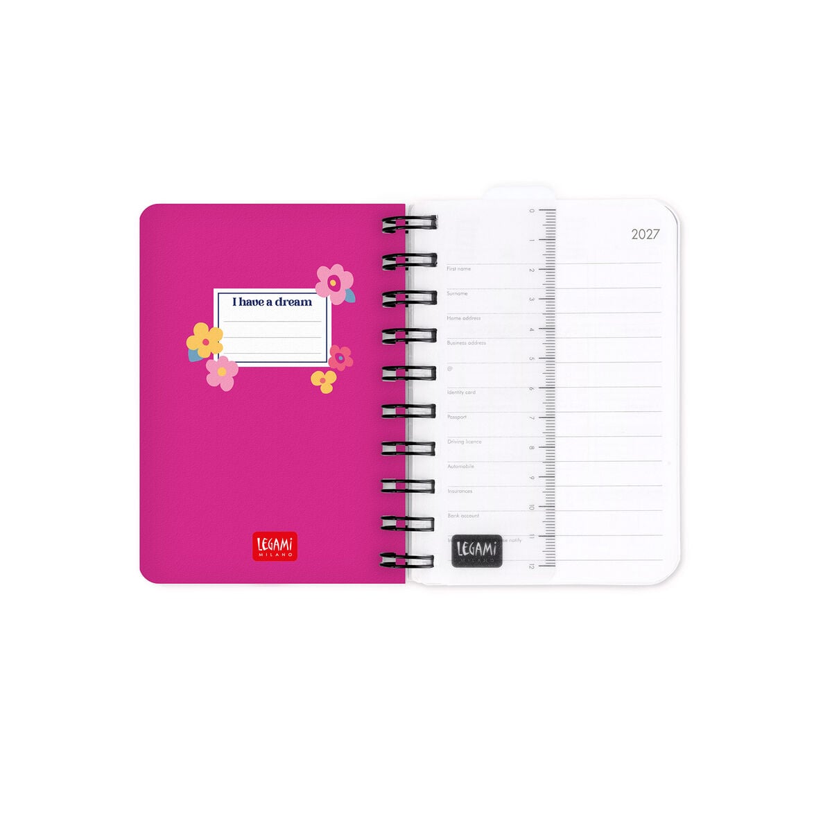 Legami - 12-Month Küçük Spiral-Bound Daily Günlük 2027 - Çiçekler