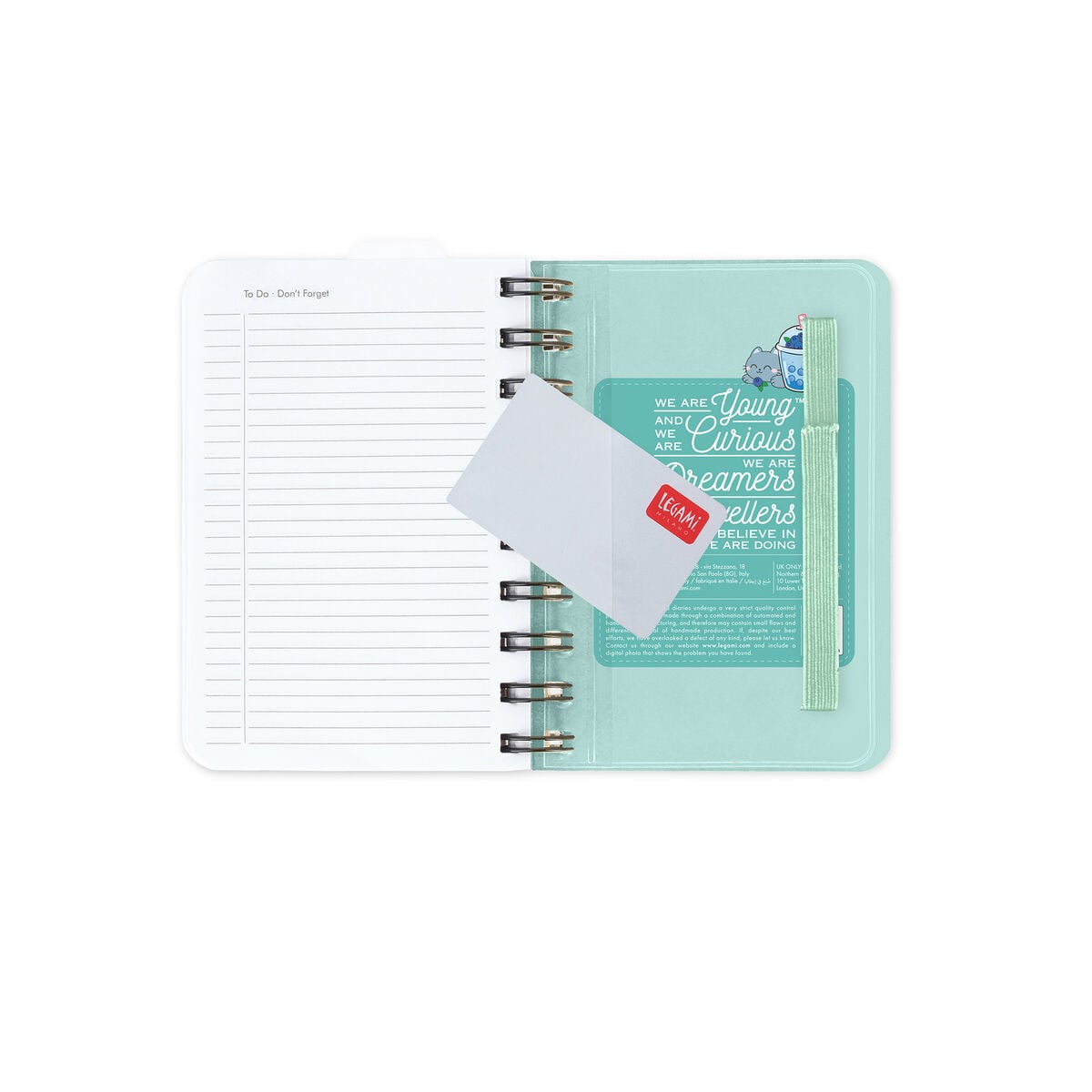 Legami - 12-Month Küçük Spiral-Bound Daily Günlük 2027 - Kitty Bubble Tea