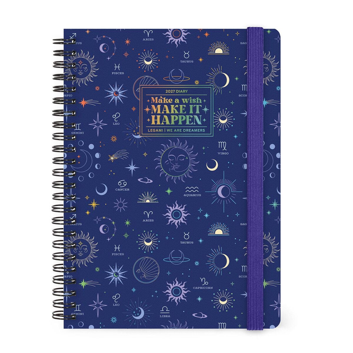 Legami - 12-Month Büyük Spiral-Bound Weekly Günlük 2027 - Celestial