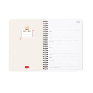 Legami - 12-Month Büyük Spiral-Bound Weekly Günlük 2027 - Ayıcık White