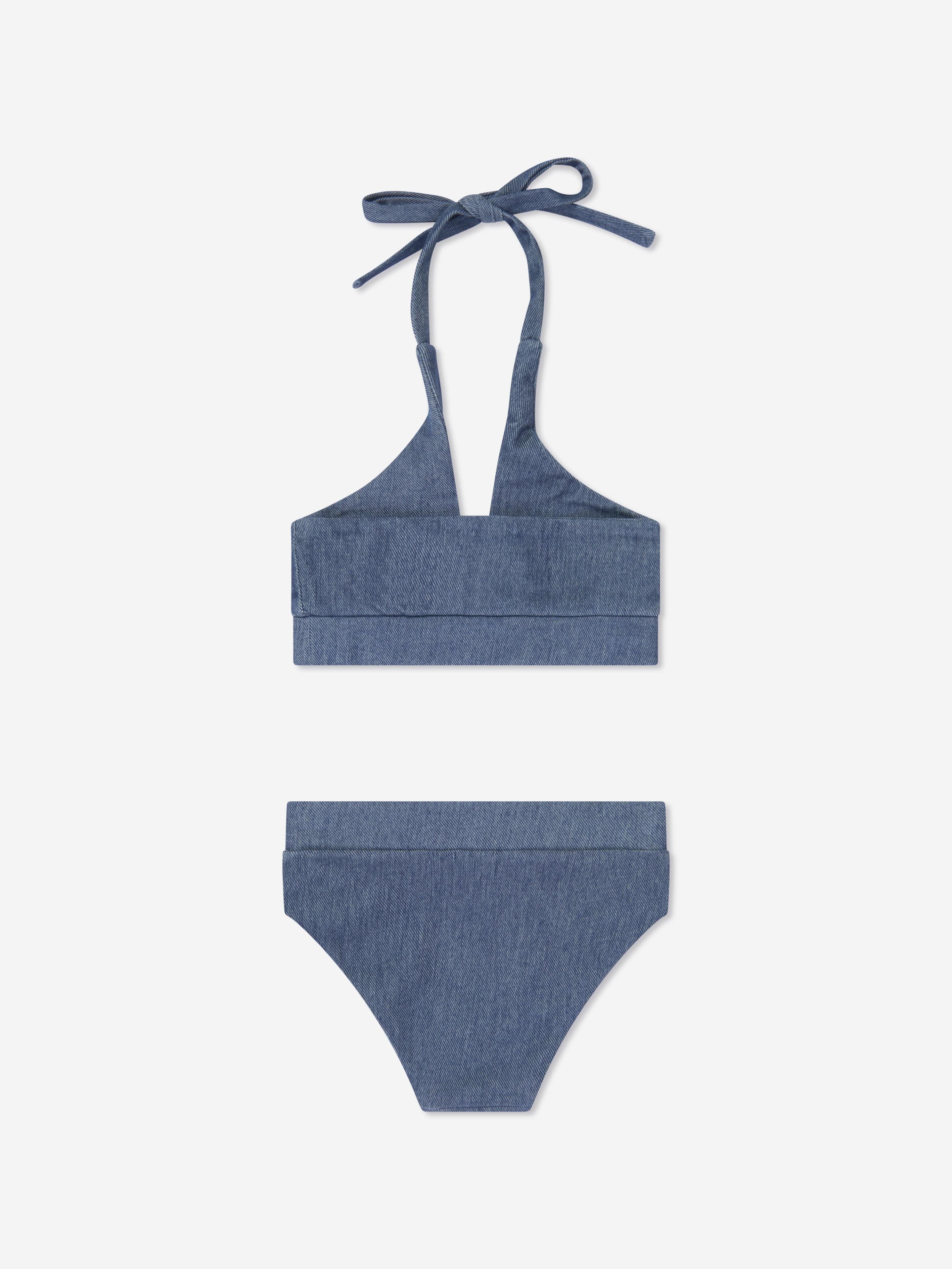 AY by AYLA Girls Denim Look Halterneck Bikini in Navy