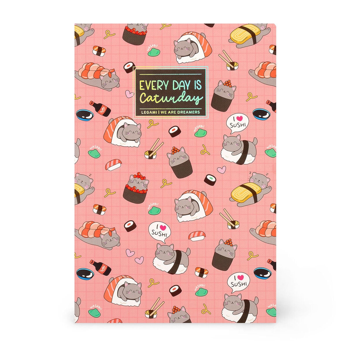 Legami - B5 Lined Defter ile Illustrated Hard Kılıf - Sushi Cat