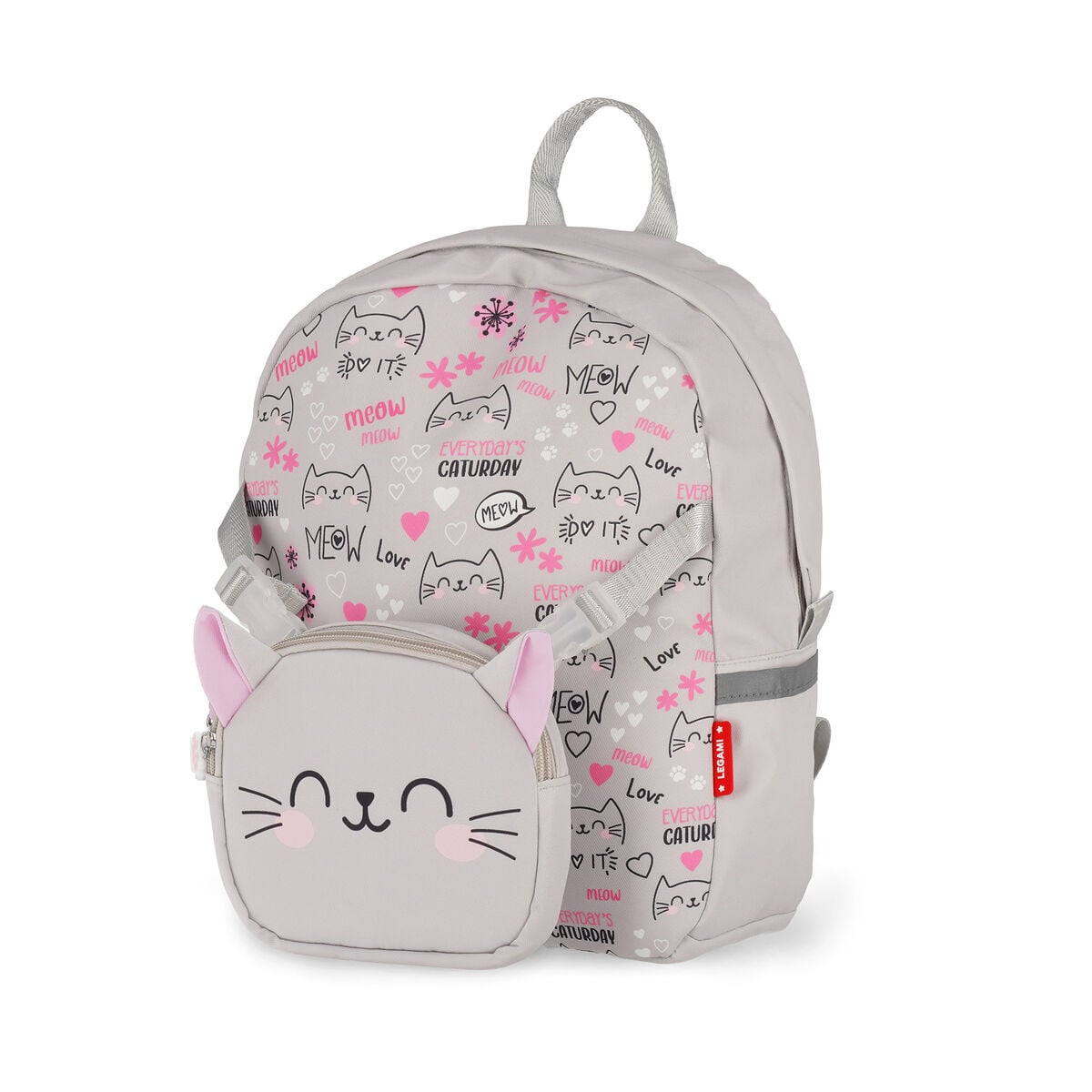 Legami - 2-in-1 Kitty Sırt Çantası ile Removable Front Pocket - Çok Tatlı!
