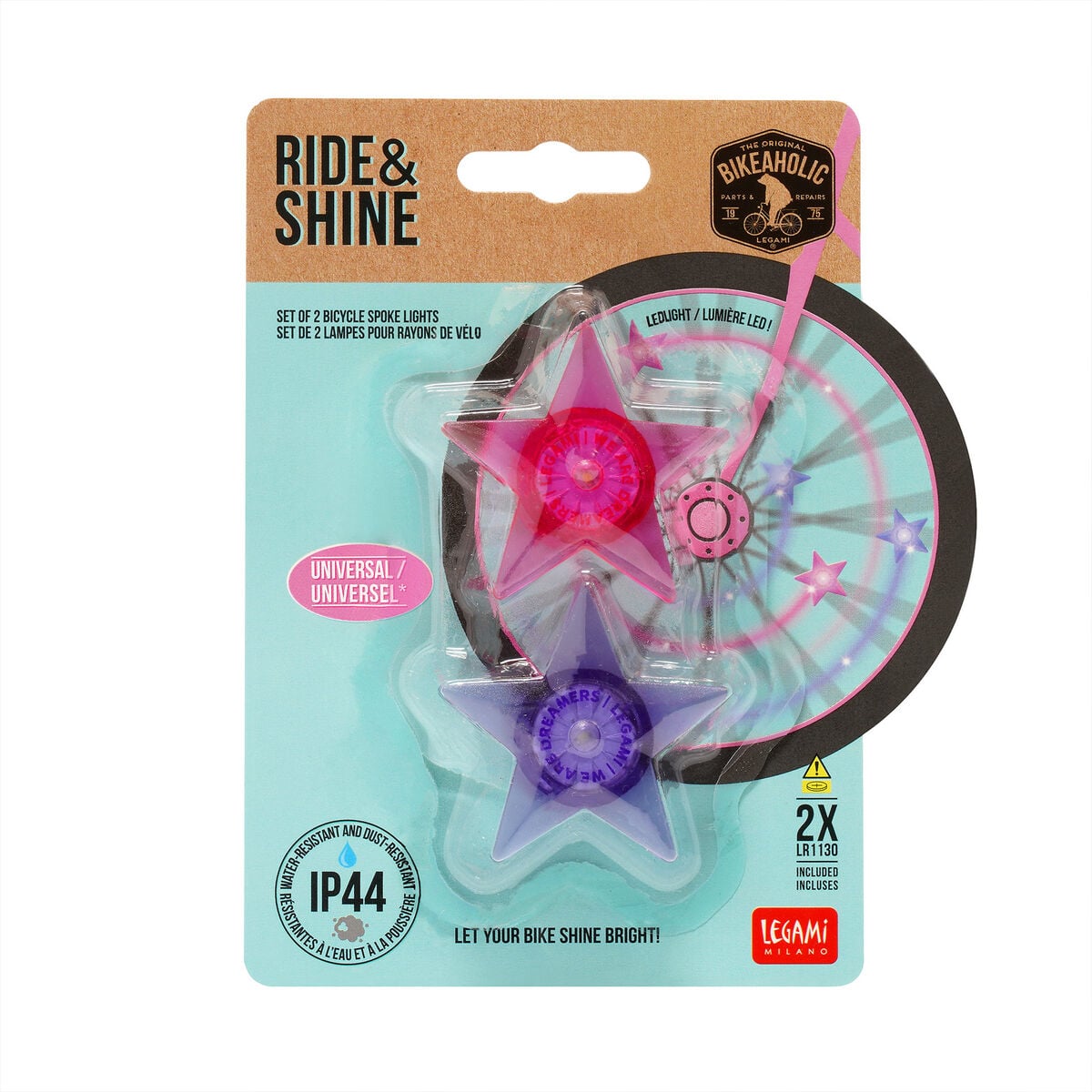 Legami - Set mit 2 LED-Leuchten für Fahrrad-Speichen - Einhorn - Ride & Shine
