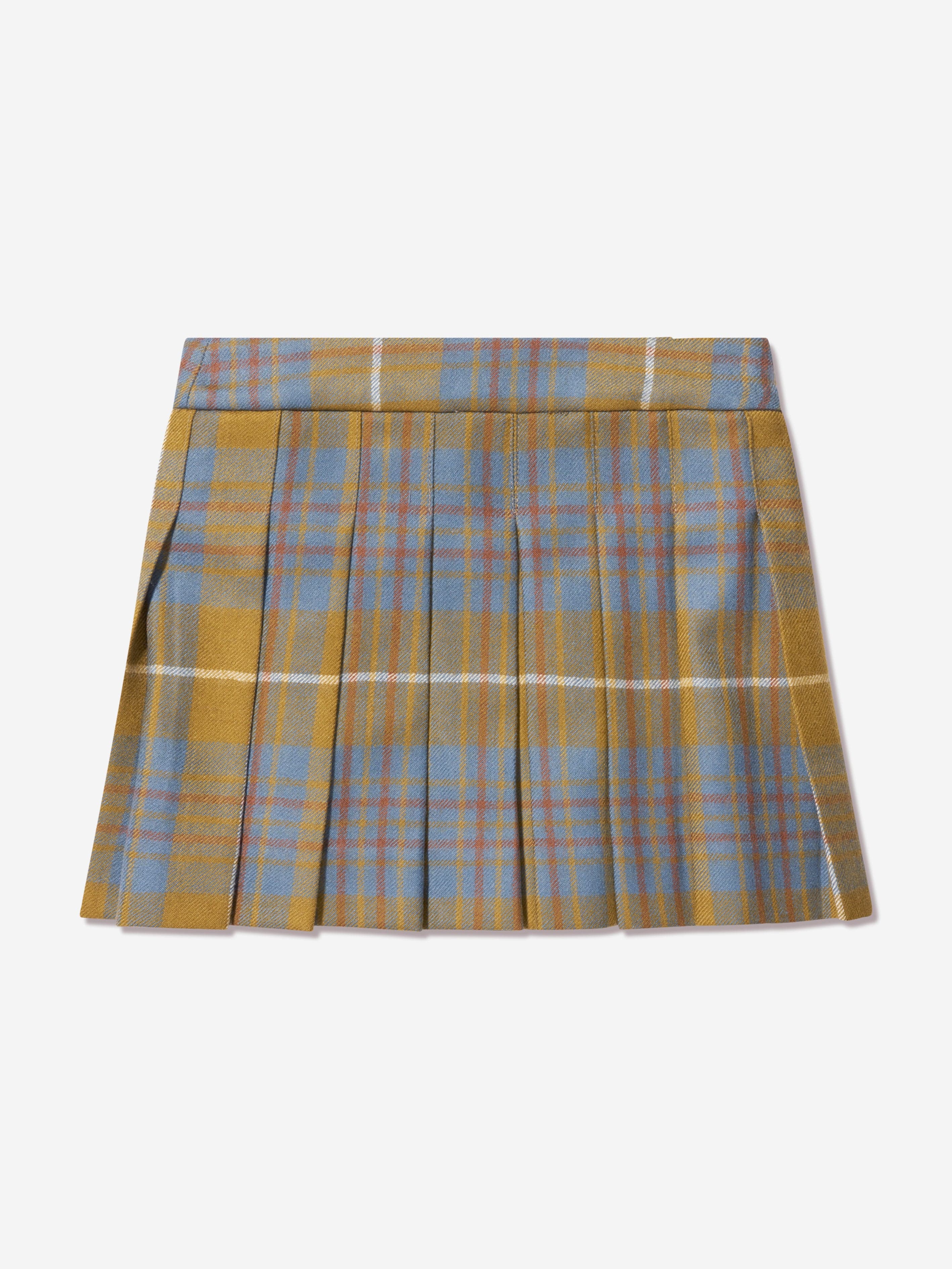 Bonpoint Girls Talissa Wool Tartan Skirt in Brown