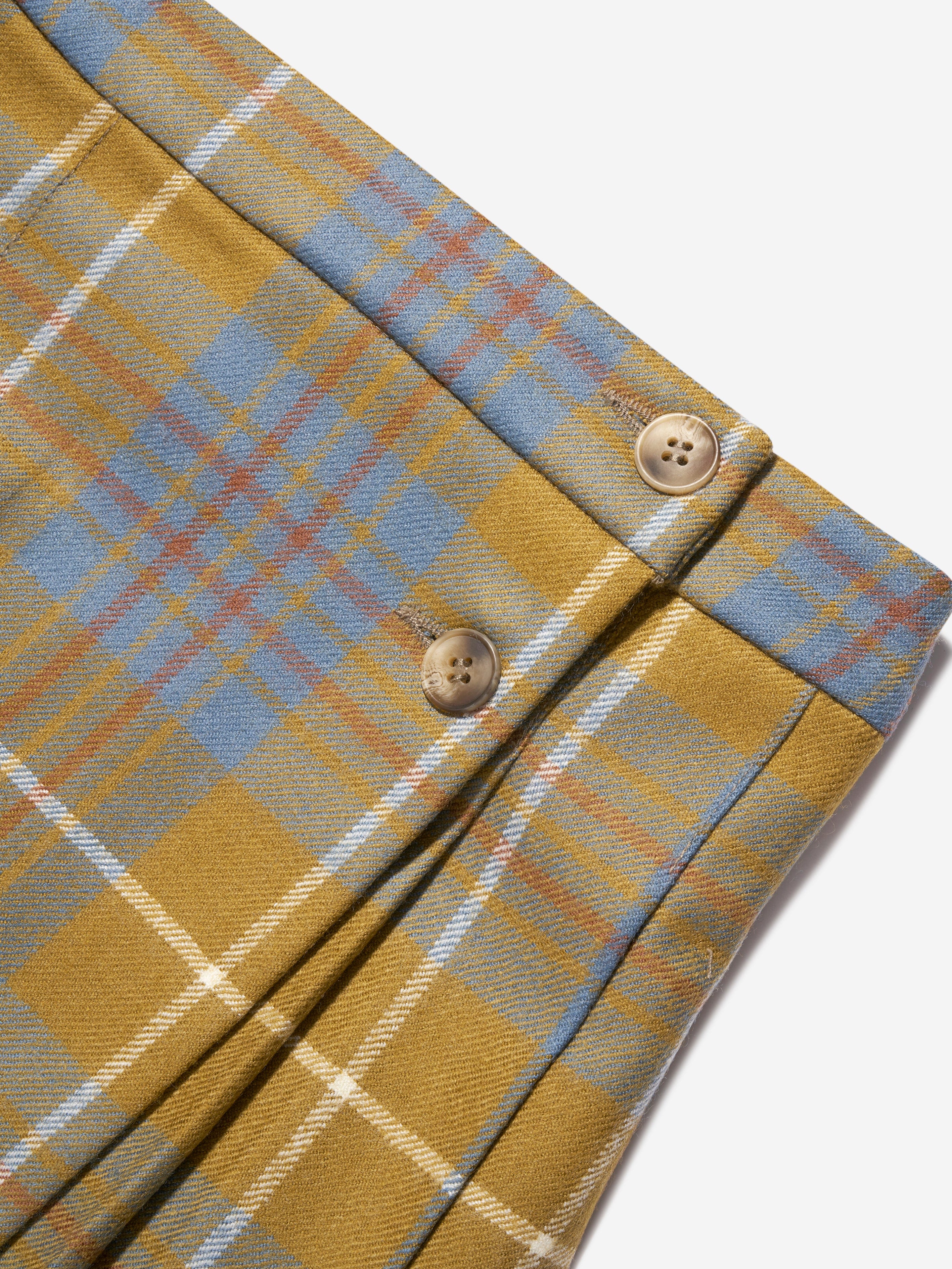 Bonpoint Girls Talissa Wool Tartan Skirt in Brown