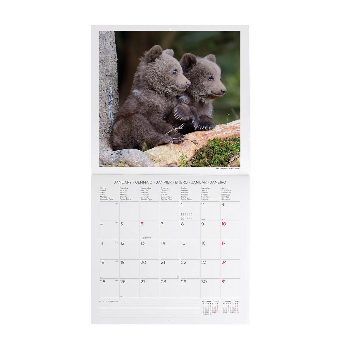 Legami - Baby Animals 2027 Wall Takvim - 30 x 29 cm