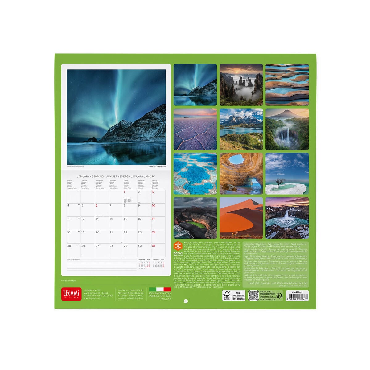Legami - Planet Earth 2027 Wall Takvim - 30 x 29 cm