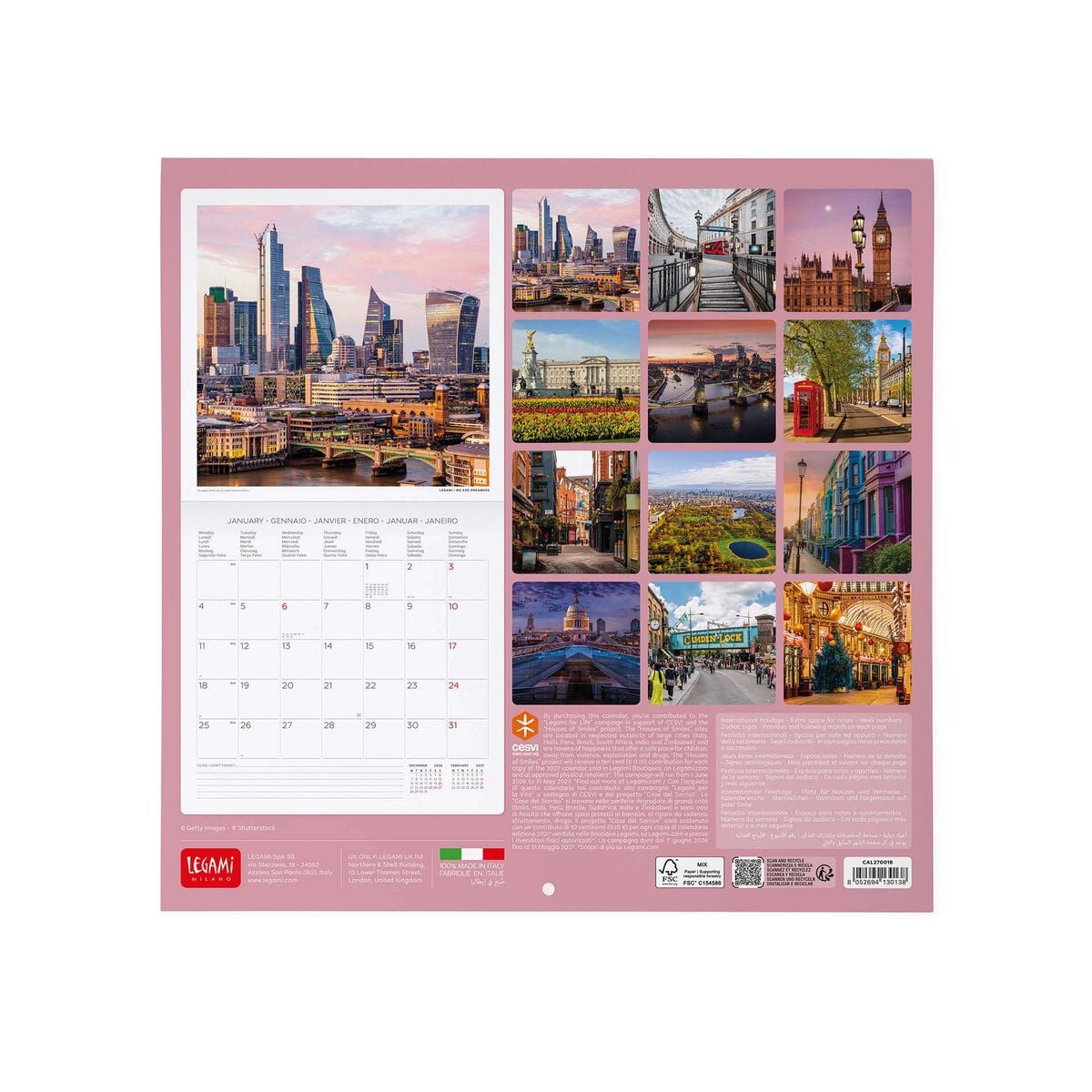 Legami - London 2027 Wall Takvim - 30 x 29 cm