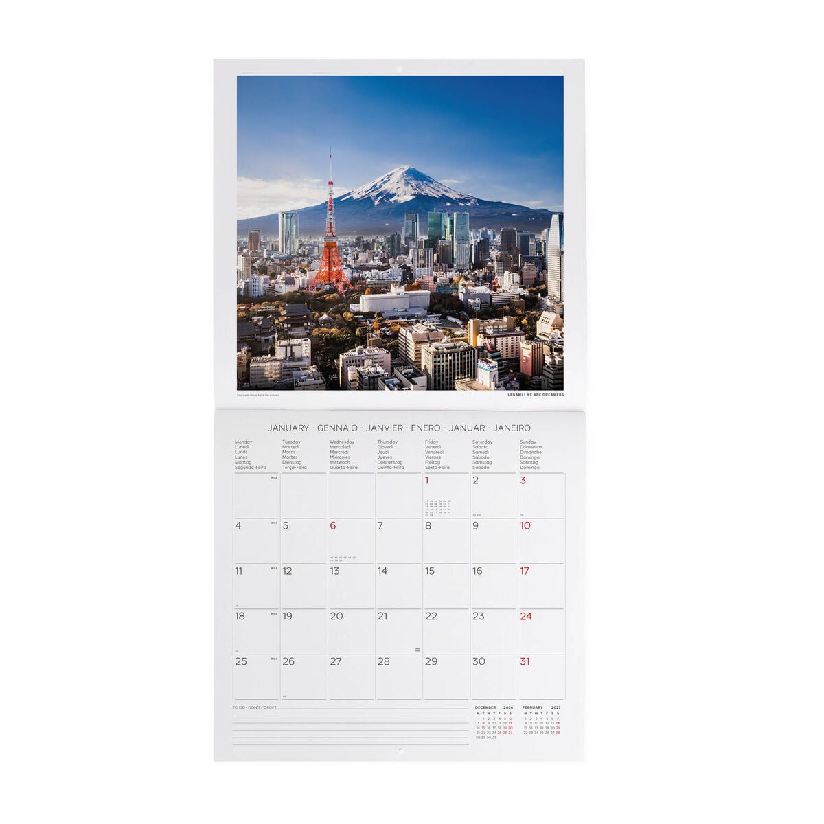 Legami - Beauty Japan 2027 Wall Takvim - 30 x 29 cm