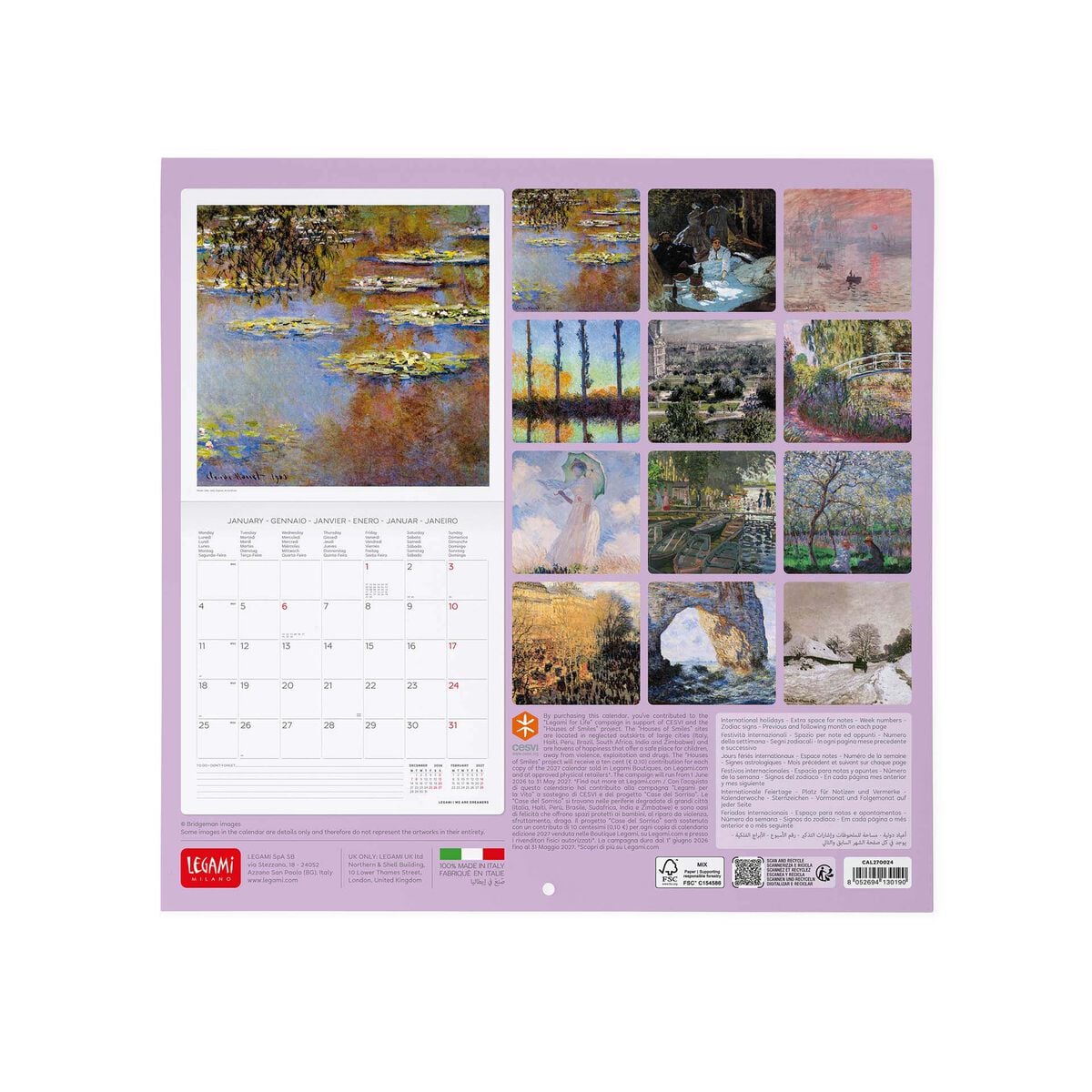 Legami - Monet 2027 Wall Takvim - 30 x 29 cm