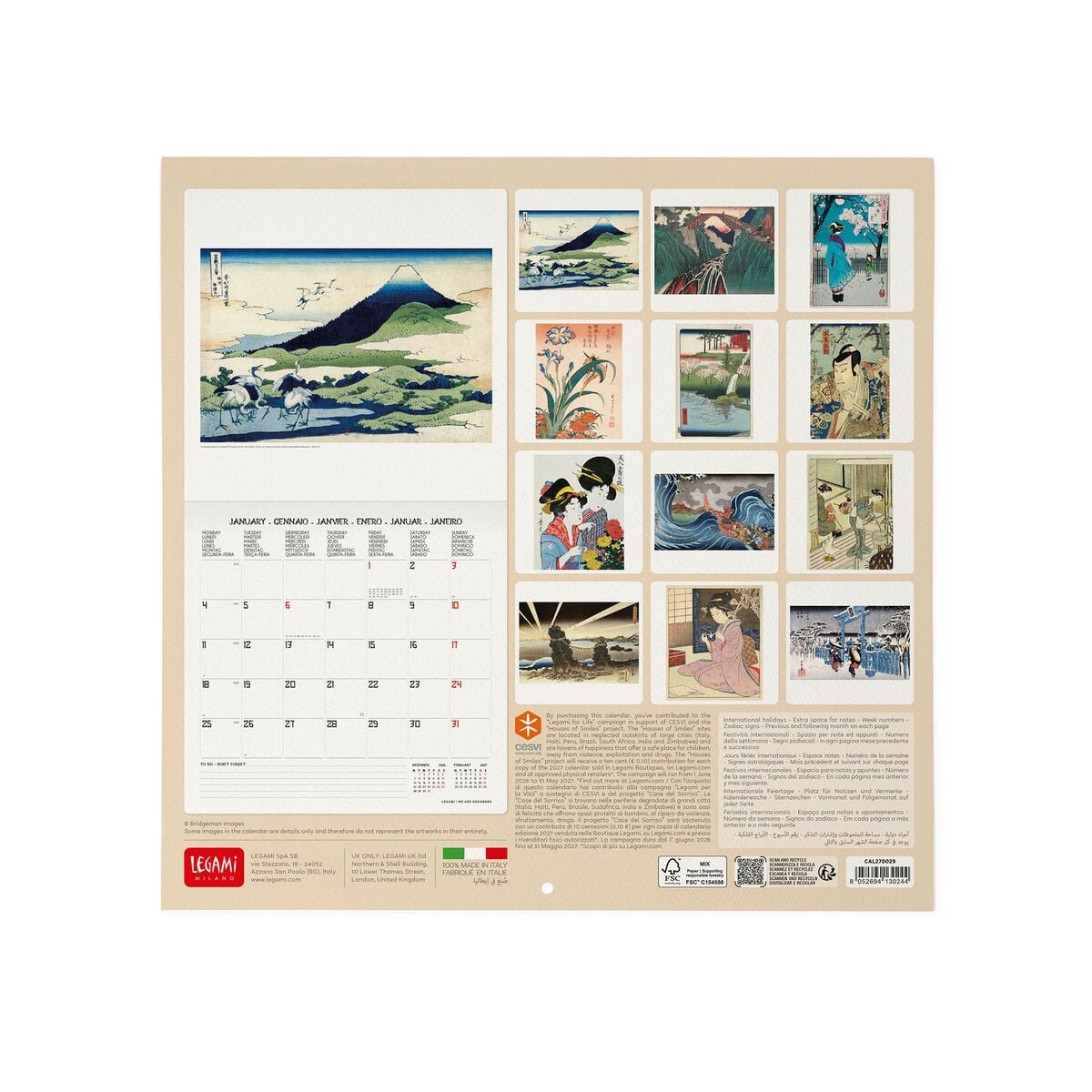 Legami - Japanese School 2027 Wall Takvim - 30 x 29 cm