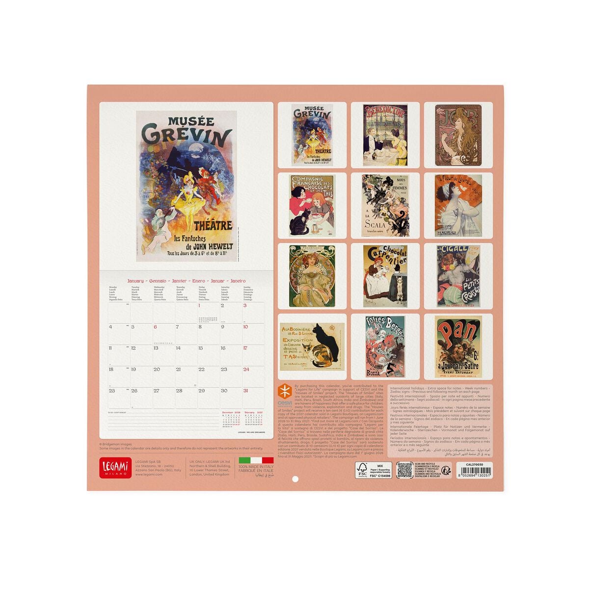 Legami - Belle Époque2027 Wall Takvim - 30 x 29 cm