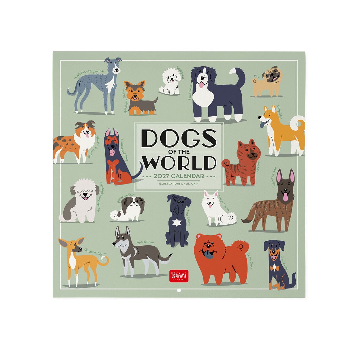 Legami - Dogs World 2027 Wall Takvim - 30 x 29 cm