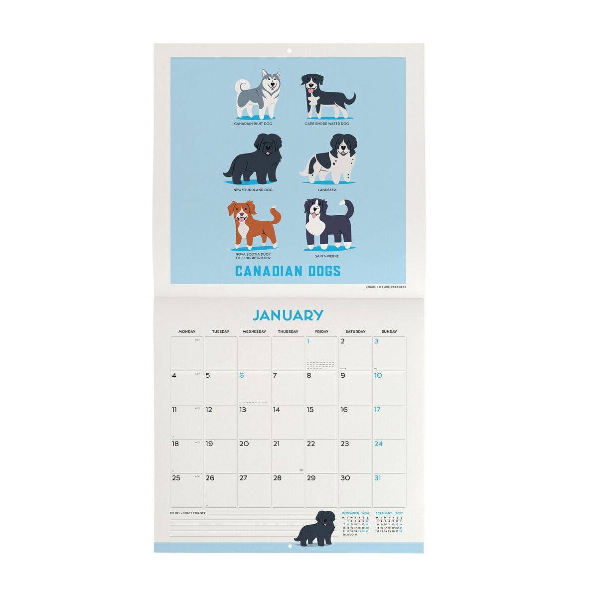 Legami - Dogs World 2027 Wall Takvim - 30 x 29 cm