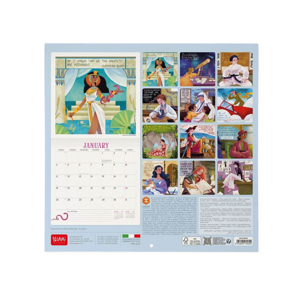 Legami - Inspiring Womenr - 2027 Wall Takvim - 30 x 29 cm