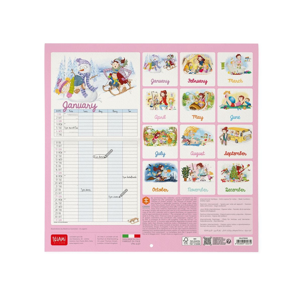 Legami - Süper Mum 2027 Wall Takvim - 30 x 29 cm