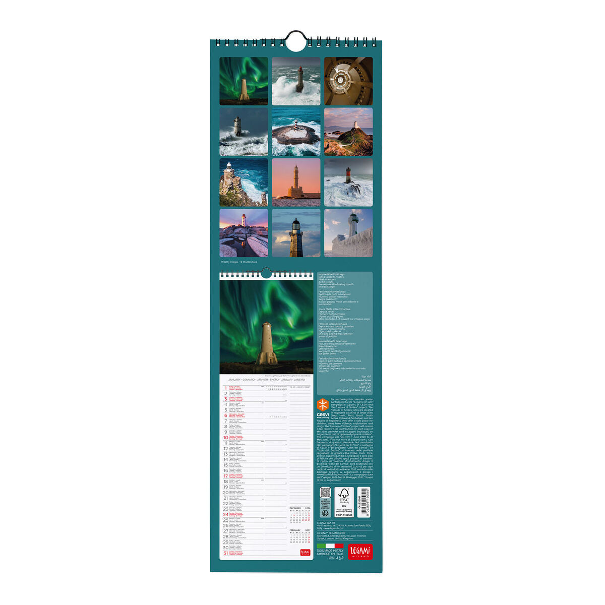 Legami - Lighthouses World 2027 Wall Takvim - 16 x 49 cm