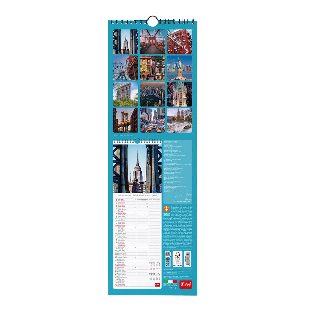 Legami - New York 2027 Wall Takvim - 16 x 49 cm