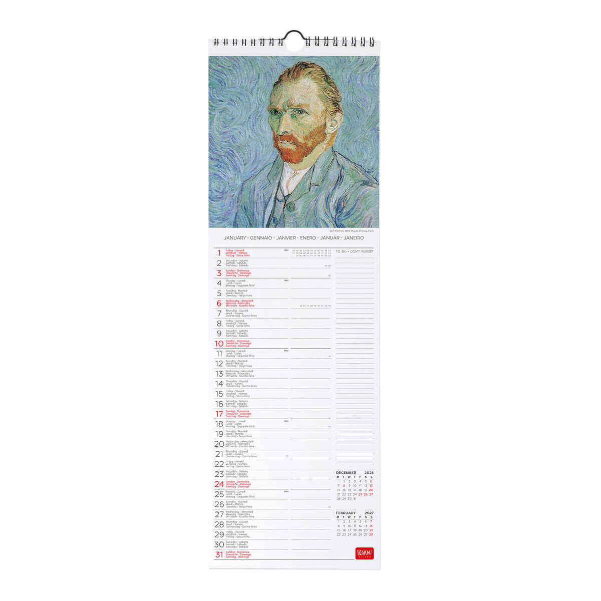 Legami - Vincent Van Gogh 2027 Wall Takvim - 16 x 49 cm