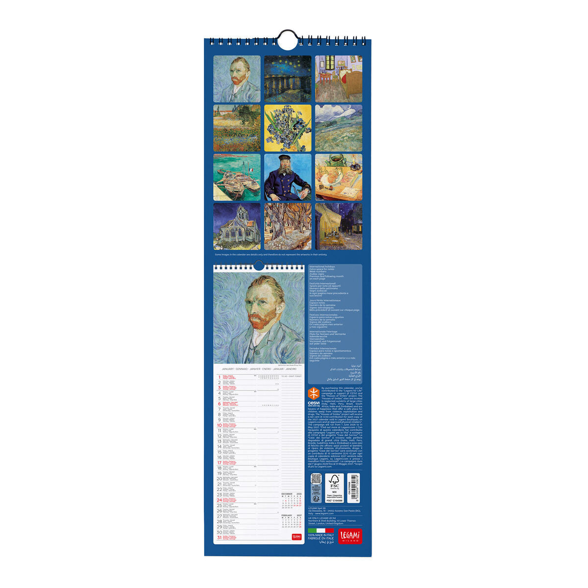 Legami - Vincent Van Gogh 2027 Wall Takvim - 16 x 49 cm