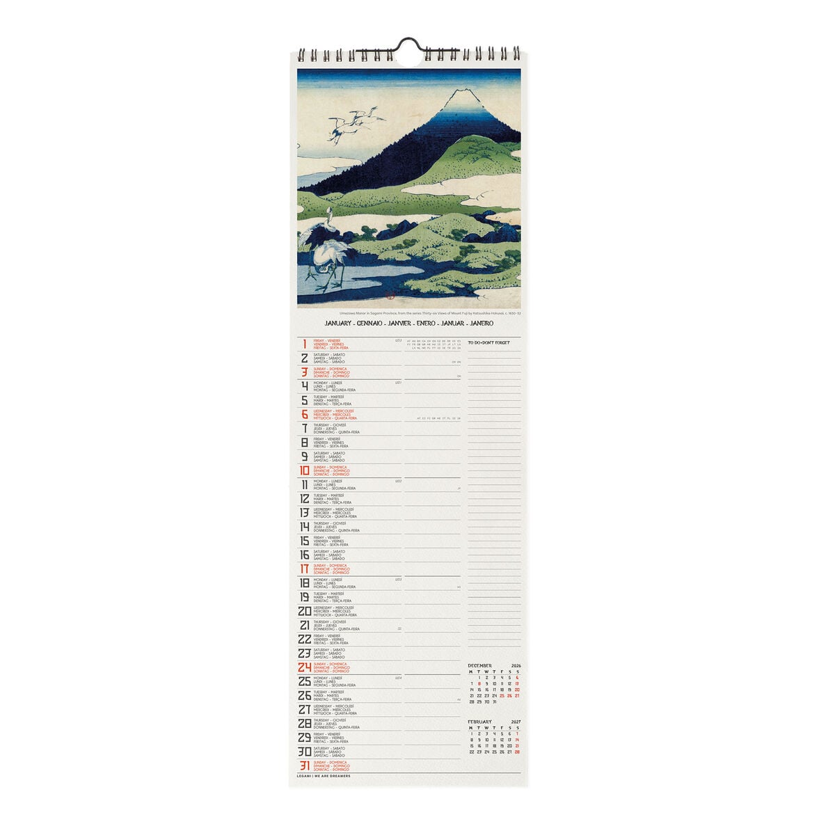 Legami - Japanese School 2027 Wall Takvim - 16 x 49 cm