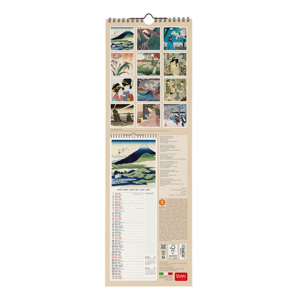 Legami - Japanese School 2027 Wall Takvim - 16 x 49 cm