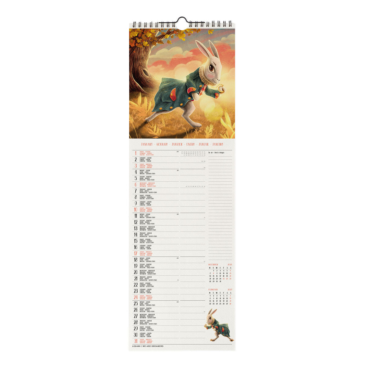 Legami - Alice in Wonderland 2027 Wall Takvim - 16 x 49 cm