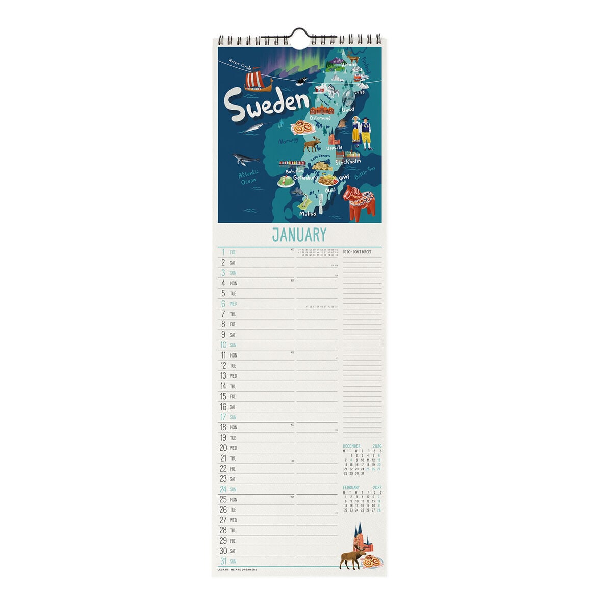 Legami - Let's Seyahat World 2027 Wall Takvim - 16 x 49 cm