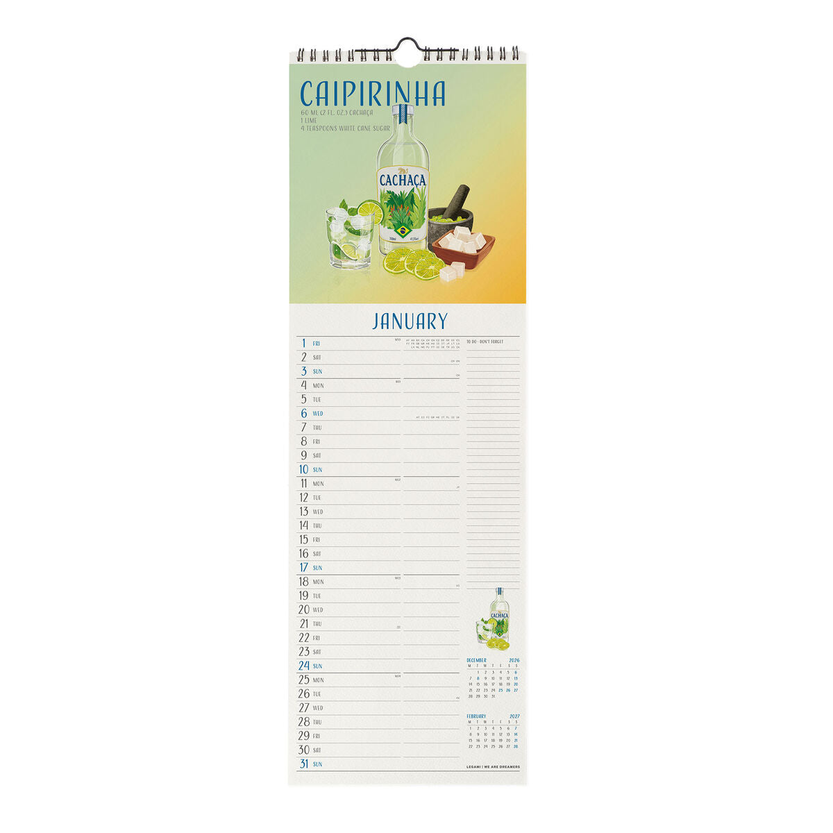 Legami - Cheers 2027 Wall Takvim - 16 x 49 cm