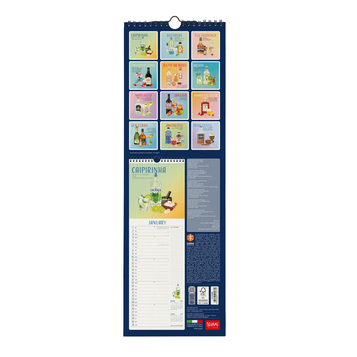 Legami - Cheers 2027 Wall Takvim - 16 x 49 cm