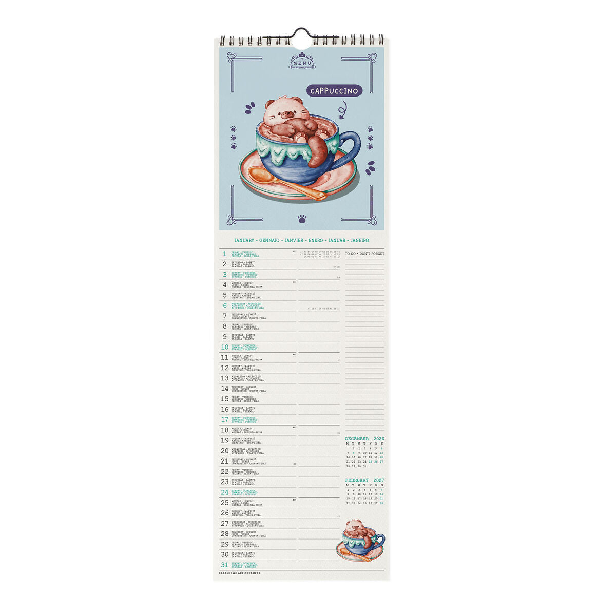 Legami - Cutie Foodie 2027 Wall Takvim - 16 x 49 cm