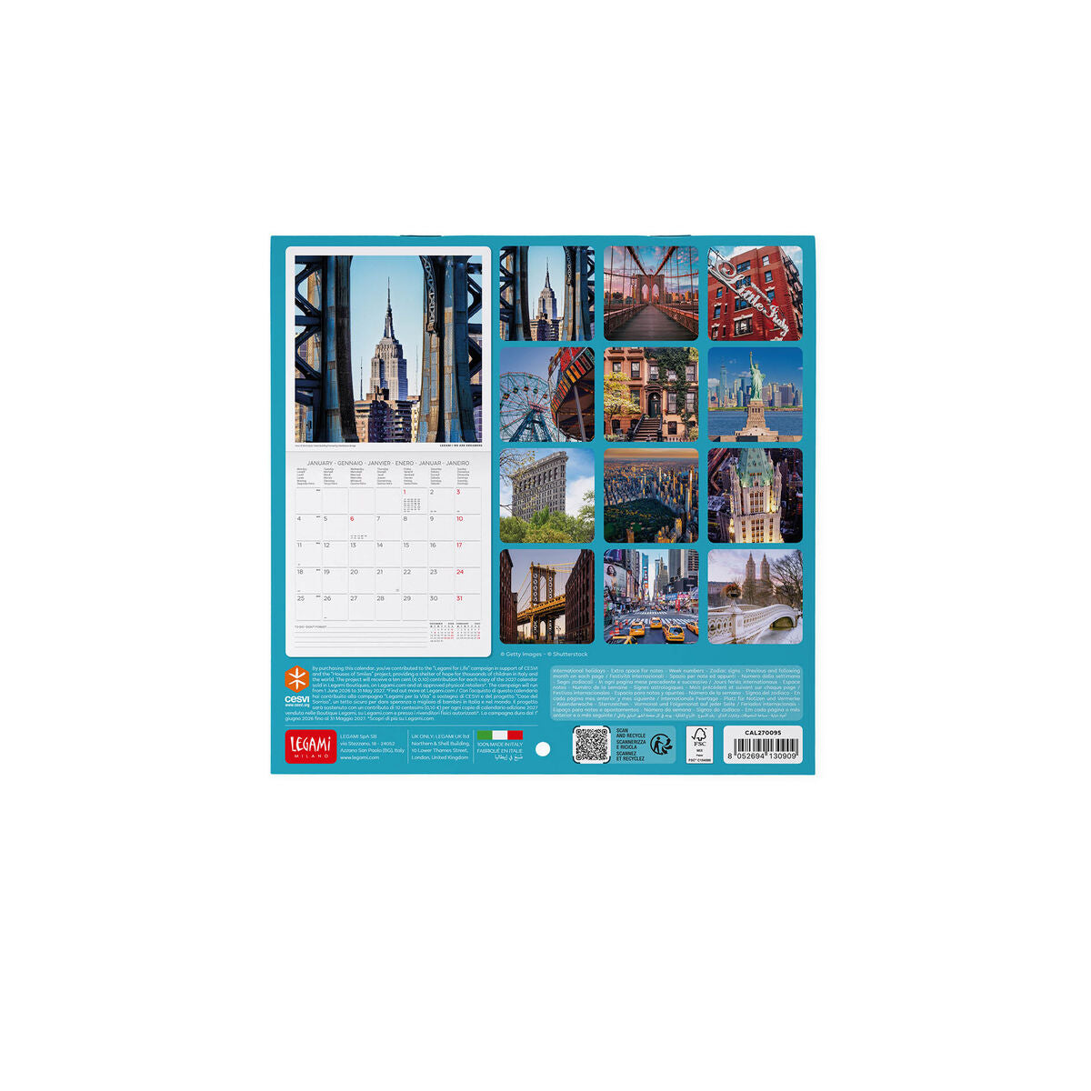 Legami - New York 2027 Wall Takvim - 18 x 18 cm