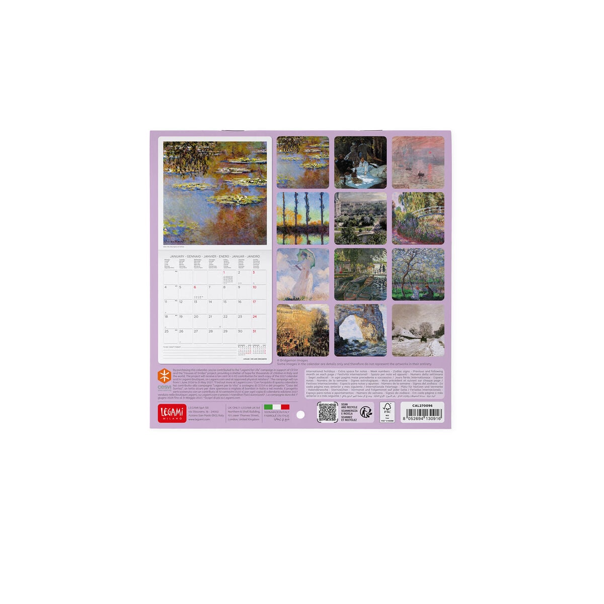 Legami - Claude Monet 2027 Wall Takvim - 18 x 18 cm
