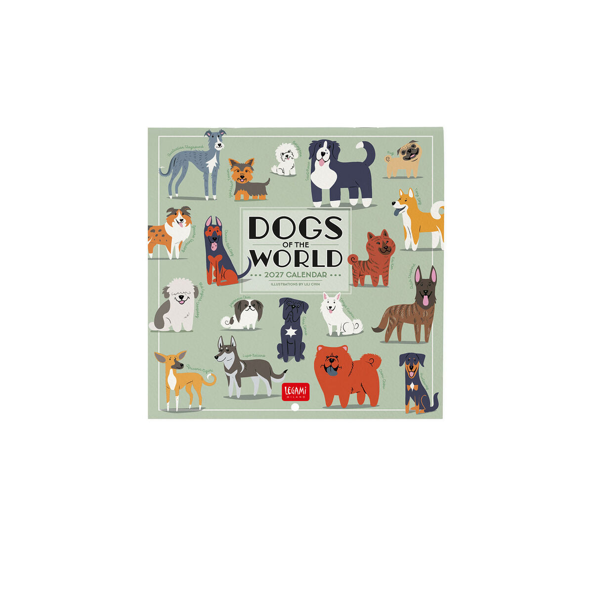 Legami - Dogs World 2027 Wall Takvim - 18 x 18 cm
