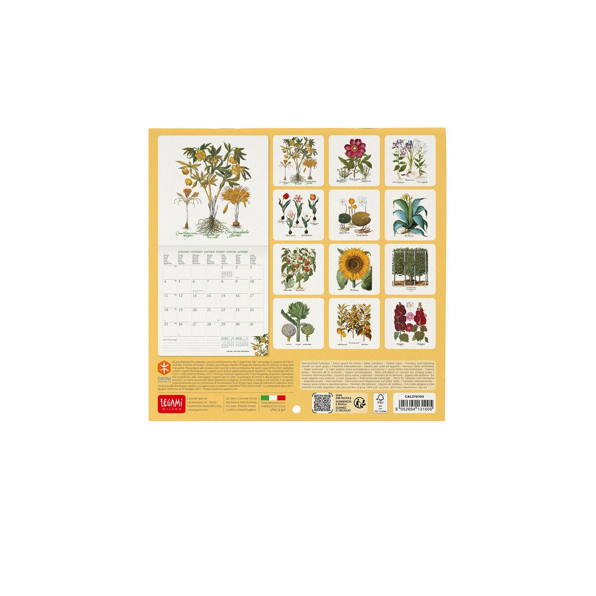 Legami - Herbarium 2027 Wall Takvim - 18 x 18 cm