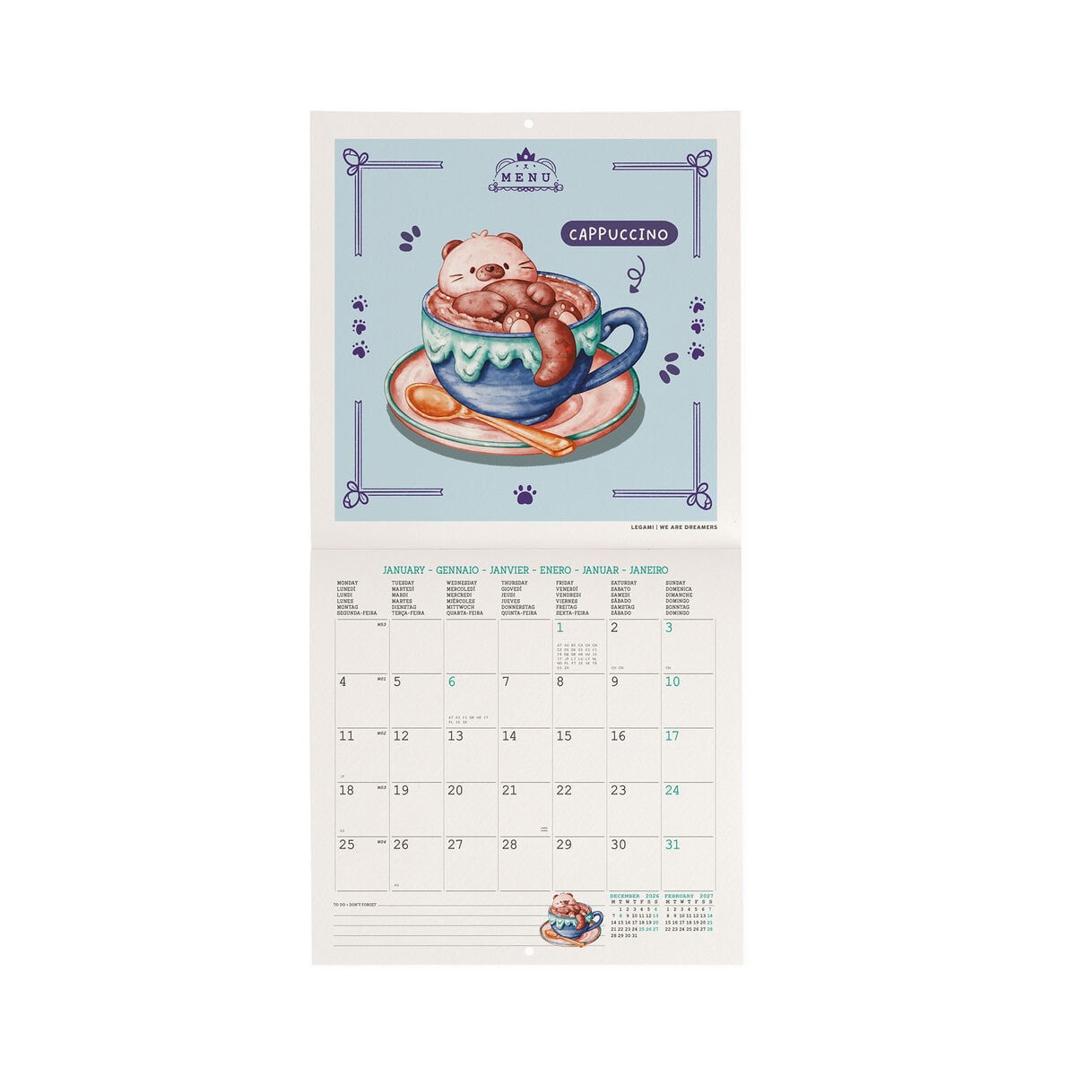 Legami - Cutie Foodie 2027 Wall Takvim - 18 x 18 cm