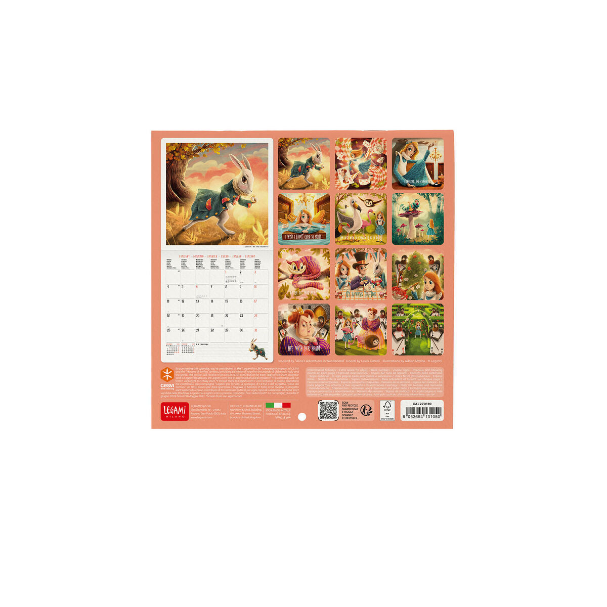 Legami - Alice in Wonderland 2027 Wall Takvim - 18 x 18 cm