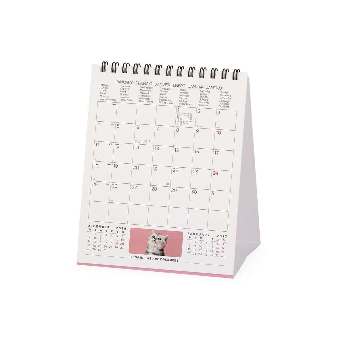 Legami - Kittens 2027 Desk Takvim - 12 x 14,5 cm