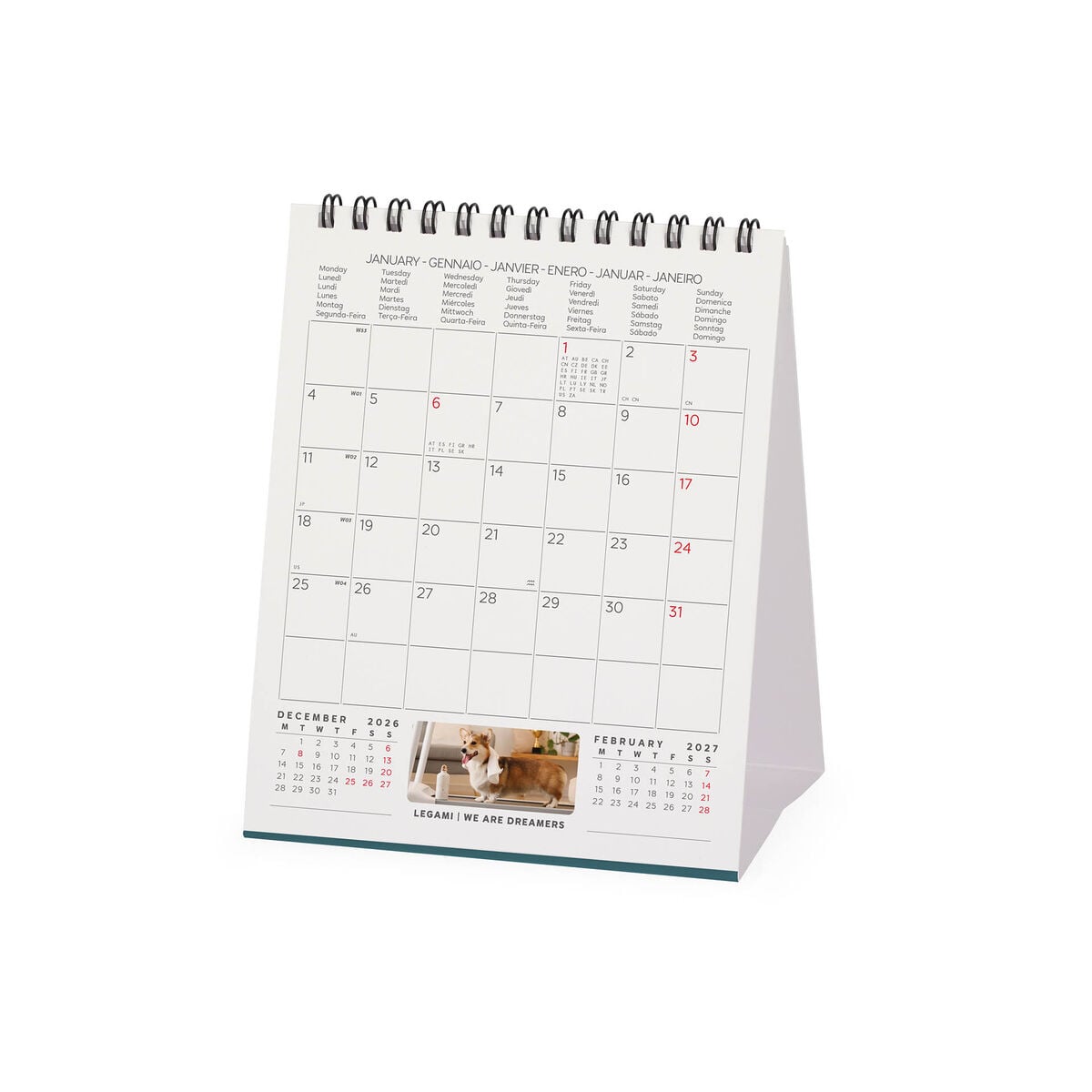Legami - Supawstar 2027 Desk Takvim - 12 x 14,5 cm