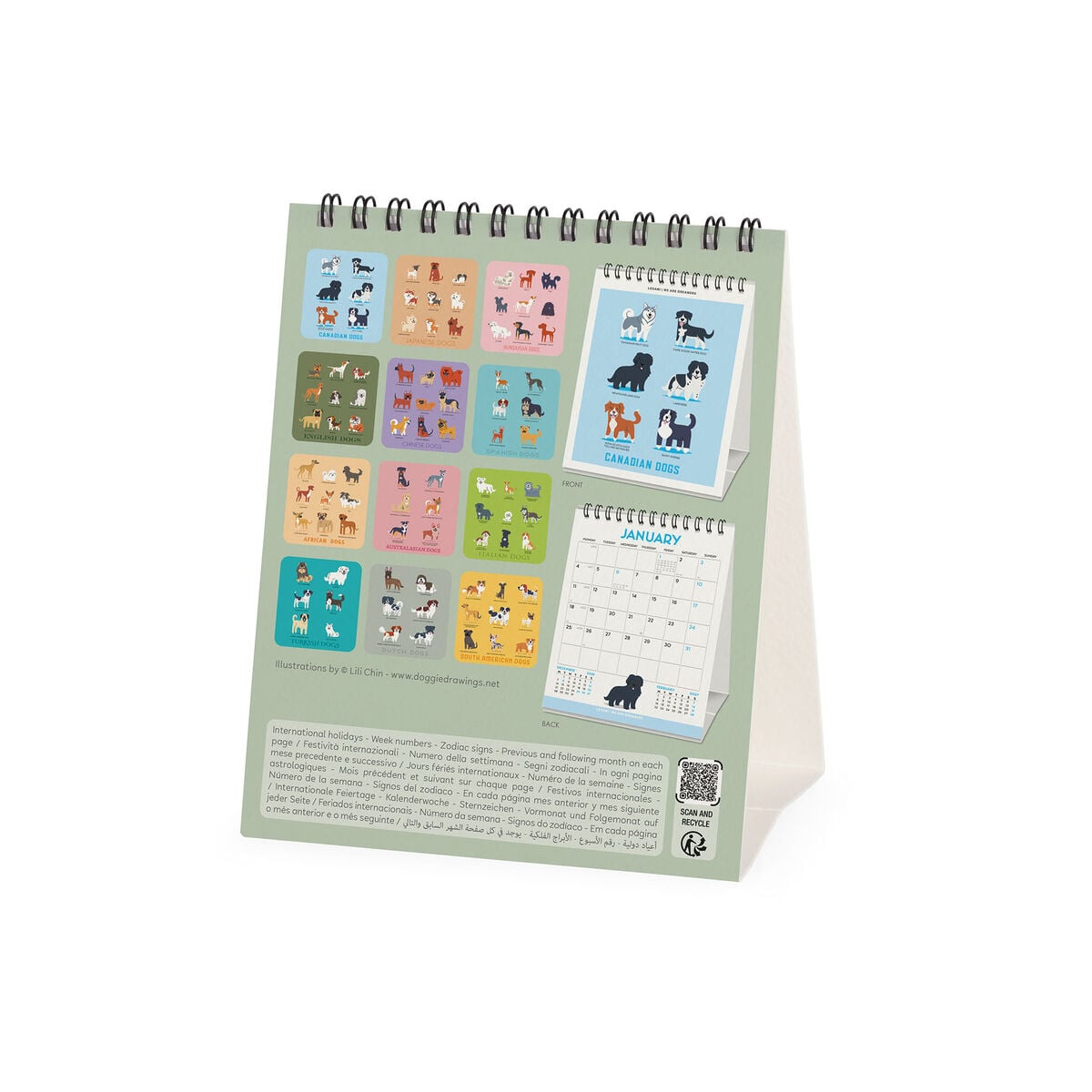 Legami - Dogs World 2027 Desk Takvim - 12 x 14,5 cm