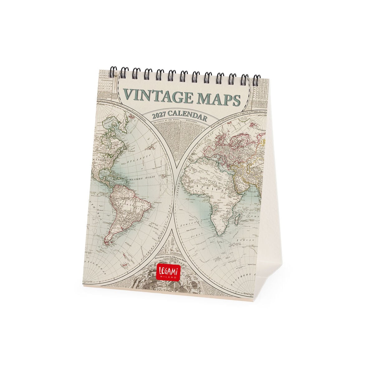 Legami - Vintage Maps 2027 Desk Takvim - 12 x 14,5 cm