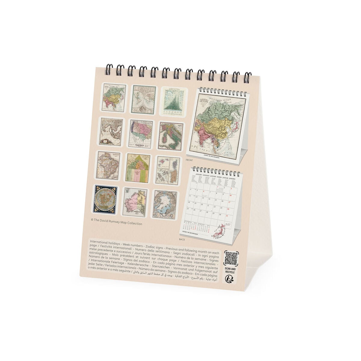 Legami - Vintage Maps 2027 Desk Takvim - 12 x 14,5 cm