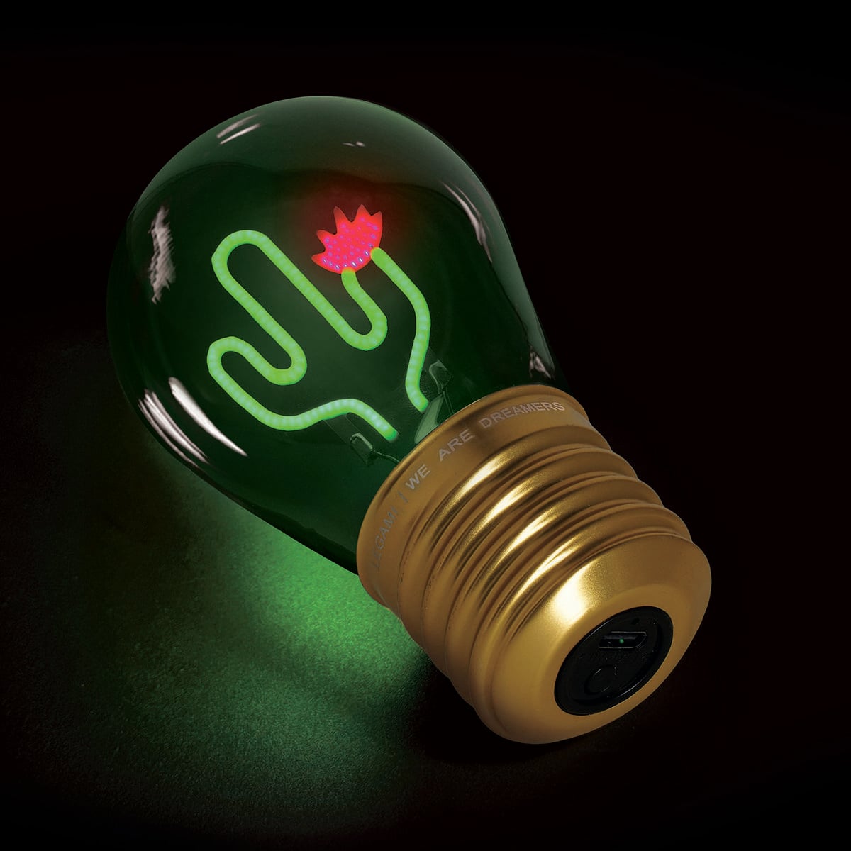 Legami - Dekorativ Lightbulb-Shaped Table Lamp - Cactus - Bulb Fiction