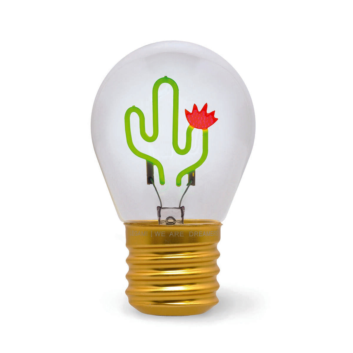 Legami - Dekorativ Lightbulb-Shaped Table Lamp - Cactus - Bulb Fiction