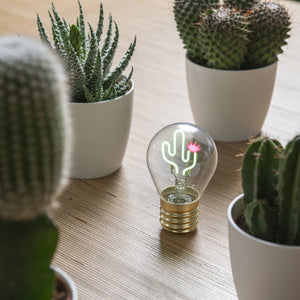 Legami - Dekorativ Lightbulb-Shaped Table Lamp - Cactus - Bulb Fiction