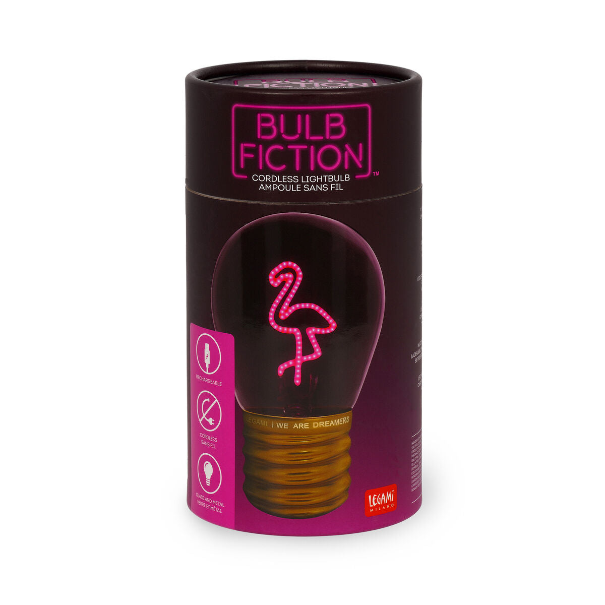 Legami - Dekoratif Lightbulb-Shaped Table Lamp - Flamingo - Bulb Fiction