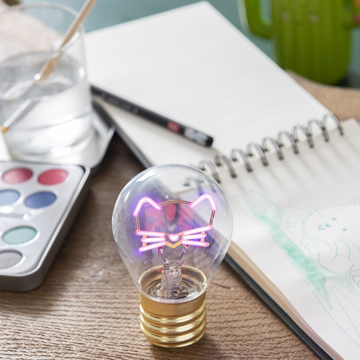 Legami - Dekoratif Lightbulb-Shaped Table Lamp - Kitty - Bulb Fiction