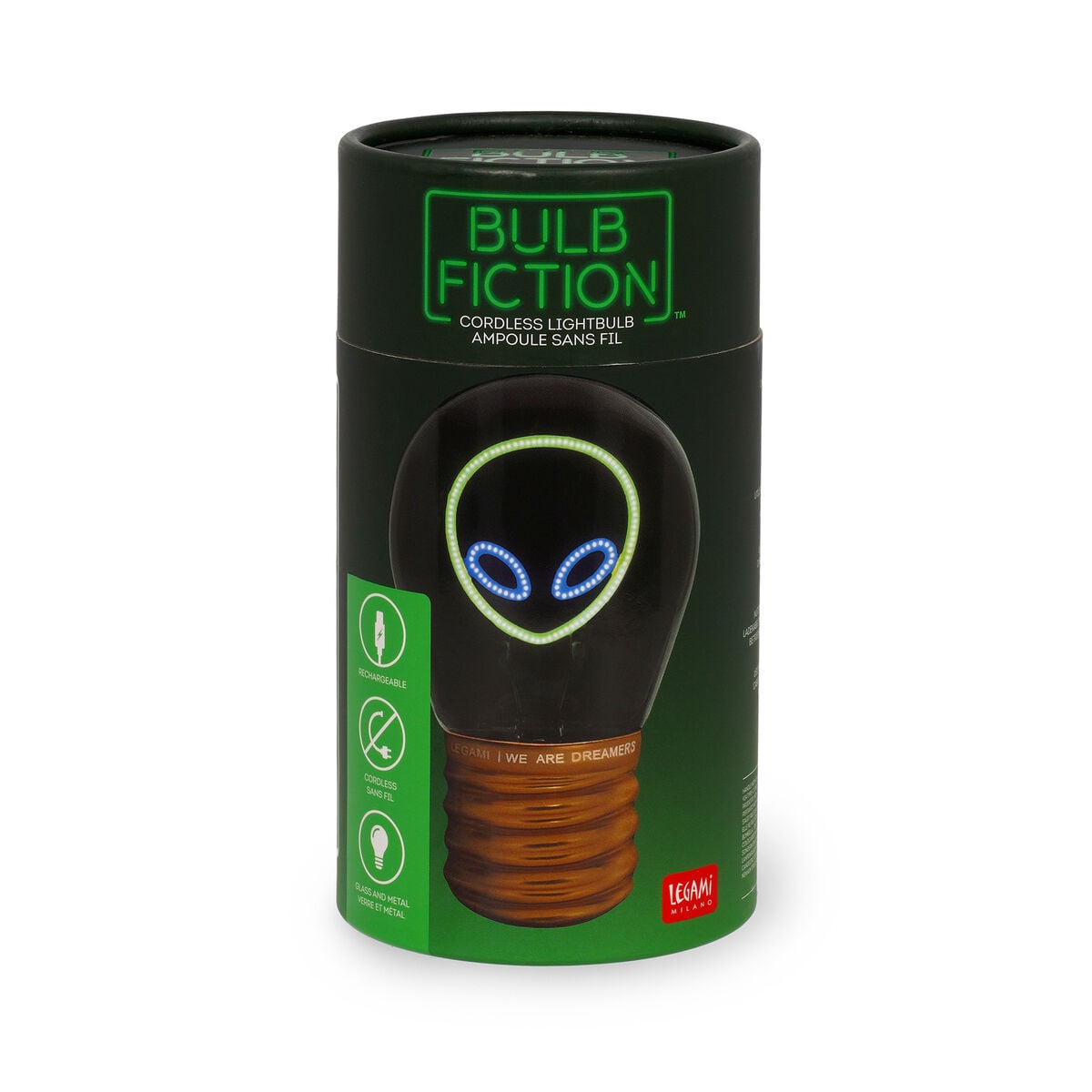 Legami - Dekorative Lightbulb-Shaped Table Lamp - Alien - Bulb Fiction