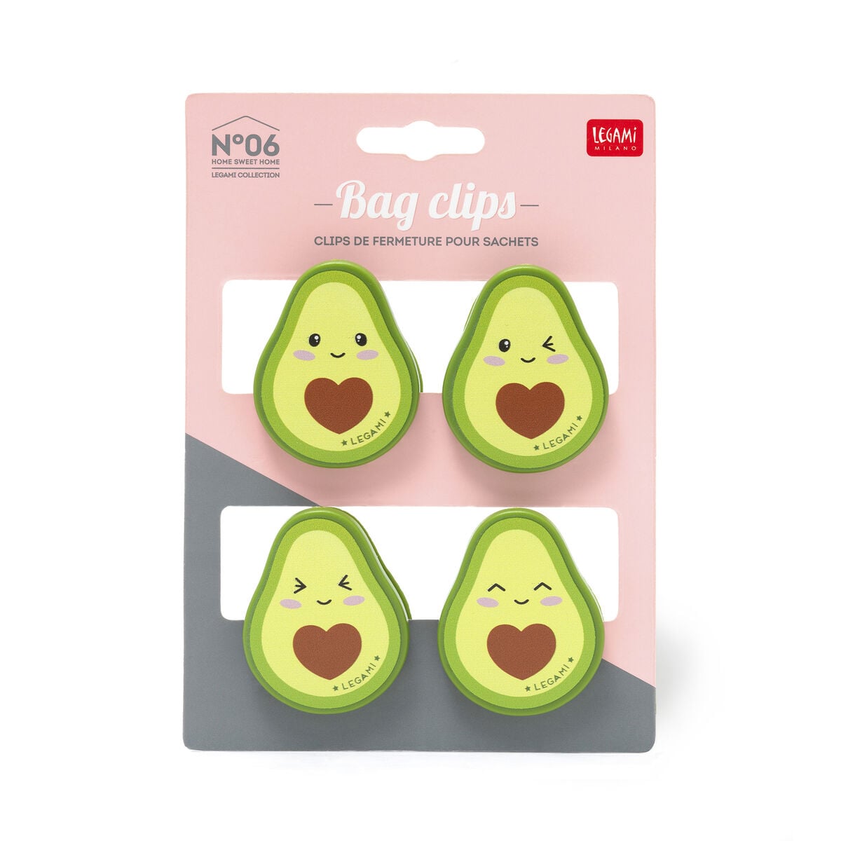 Legami - 4er-Set Taschenclips - Avocado